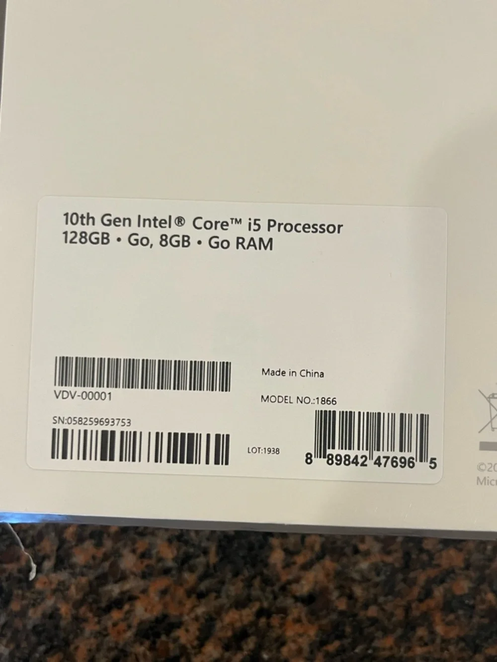 Microsoft Surface Pro 7 Tablet Model 1866 New
